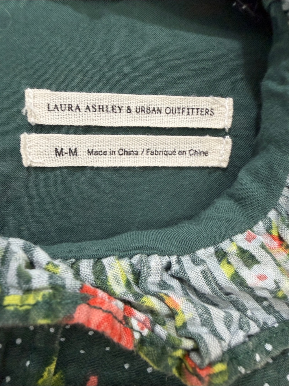 Laura Ashley Teal Green Floral Ruffle-Neck Mini Dress - Picture 2 of 5